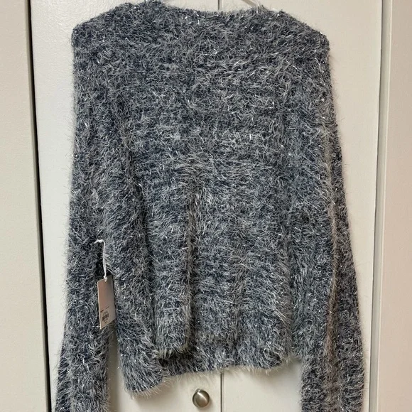 NWT••LC LAUREN CONRAD // light blue / sparkle / oversized cardigan - Picture 8 of 16